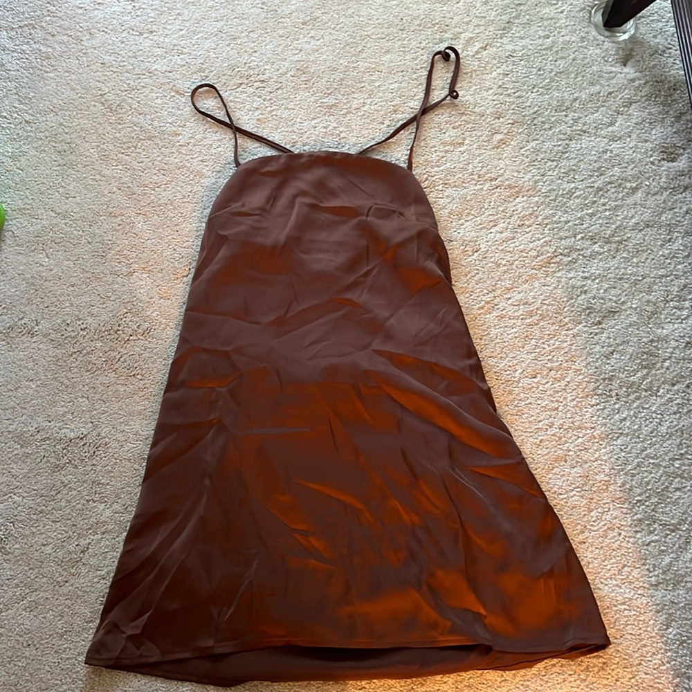 Womens brown mini dress with open back size L